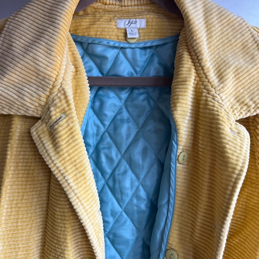 J. Jill Chartreuse Corduroy
Jacket Removable Quilted Blue
Lining Pockets - Picture 4 of 8